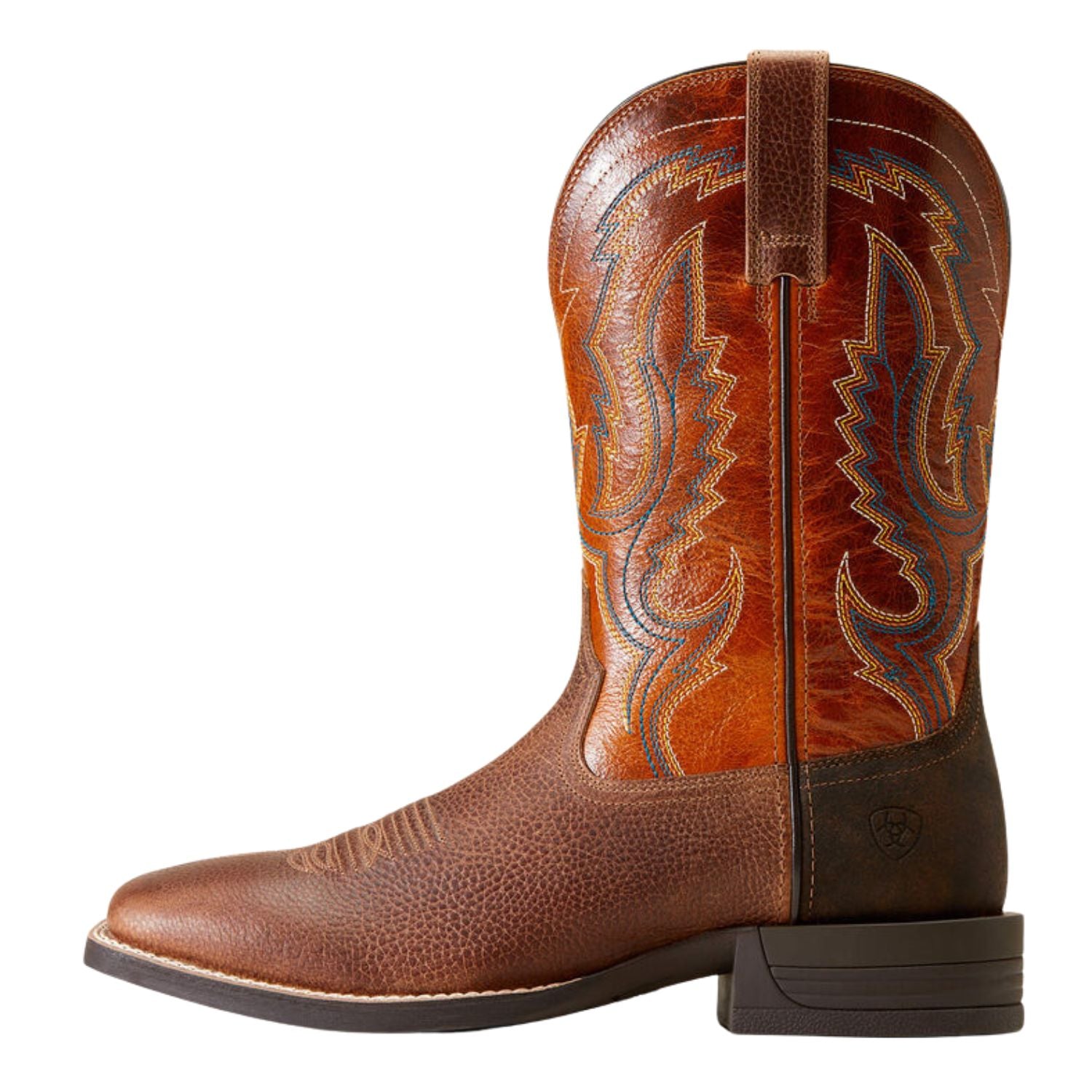 Ariat Mens Steadfast Leather Western Boots, Western Brown / Fall Orange