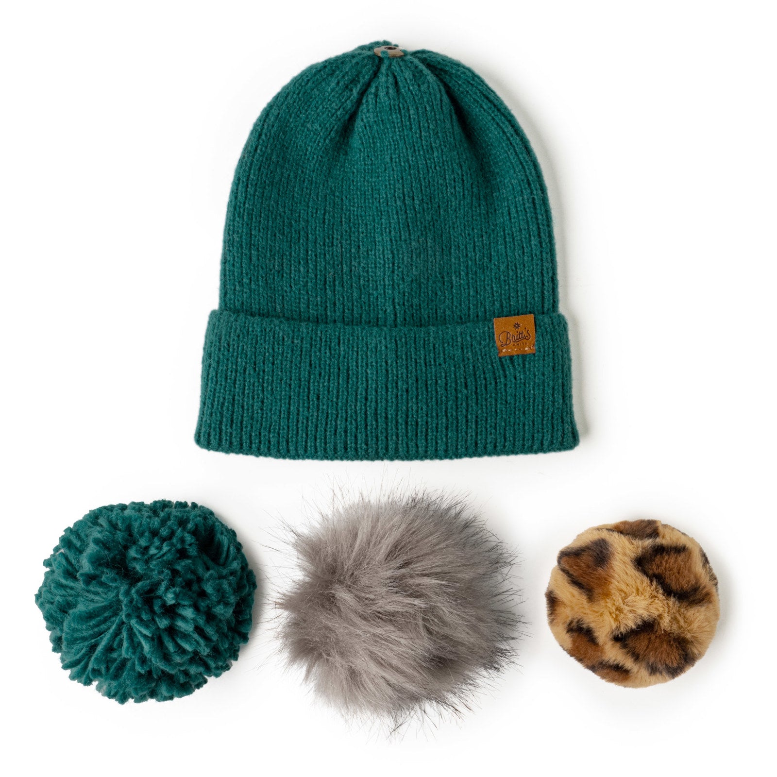 Britt s Knits Womens Snap To It Mix and Match Pom Hat Beanie