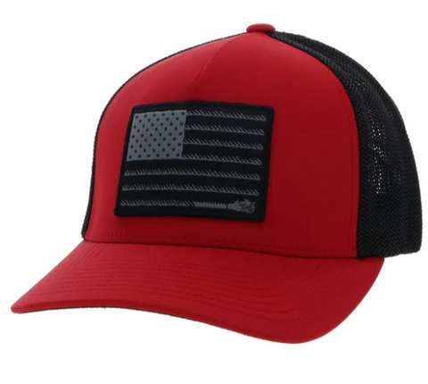 Hooey Mens "Liberty Roper" Flexfit Water & Sweat Resistant Hat Cap, Red/Black