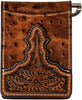 Ariat Mens Ostrich Leather Money Clip Bifold Card Case