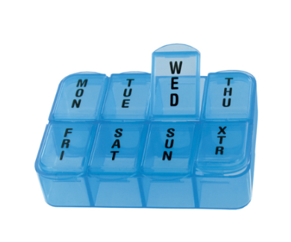 The Pill Case Box Organizer, Stay Organized, Healthy, Strong, Never Forget