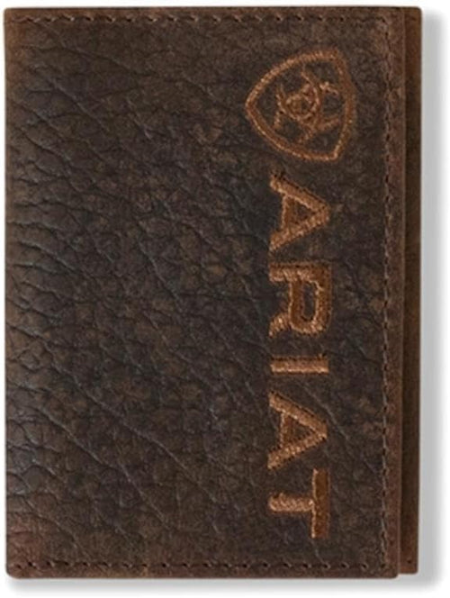 Ariat Mens Large Logo Bull Hide Leather Trifold Wallet