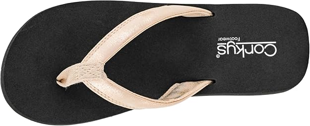 Corkys Womens Summer Plans Flip Flop Sandals, Gold Washed Metallic