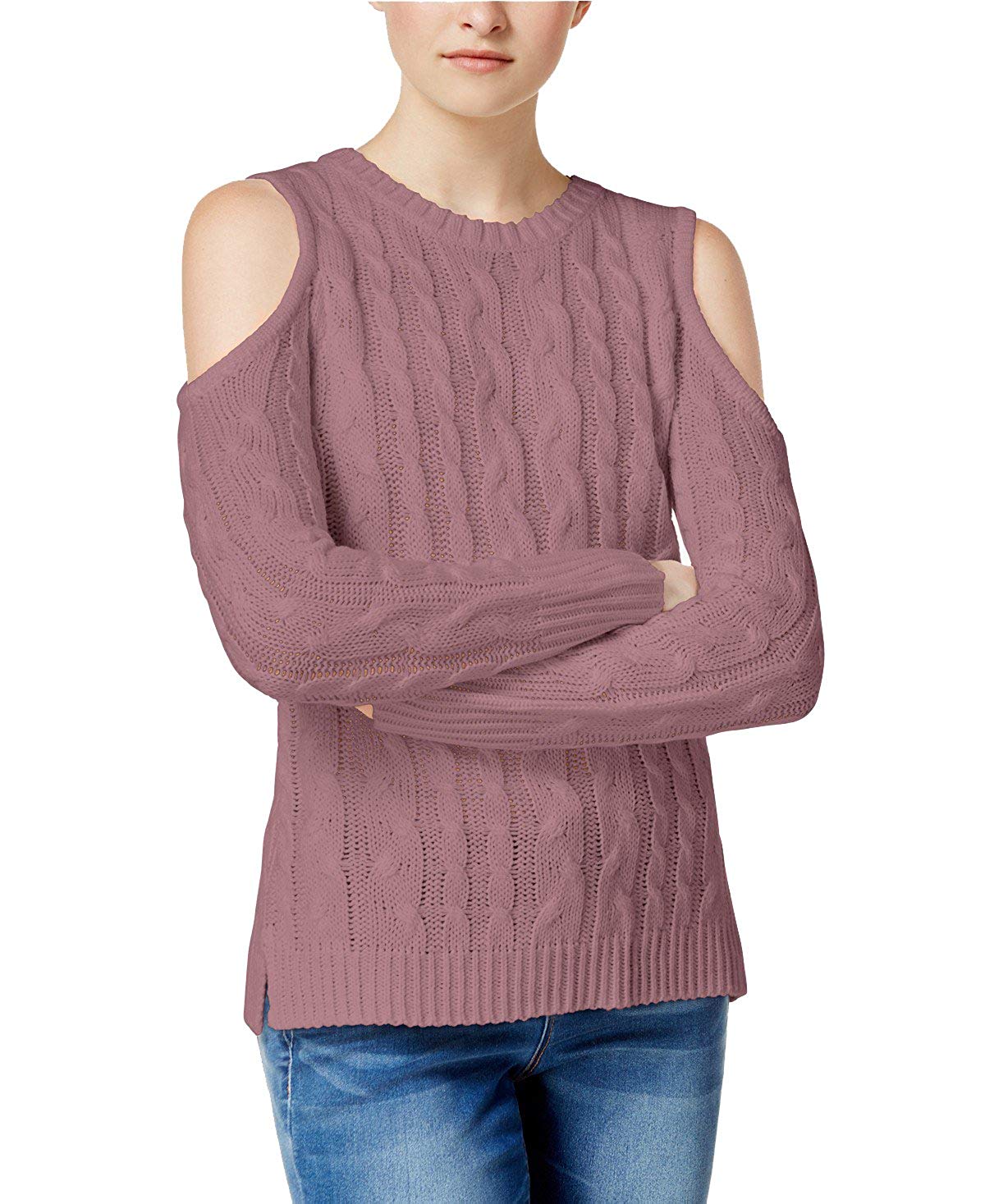 Hippie Rose Juniors Cold-Shoulder Sweater