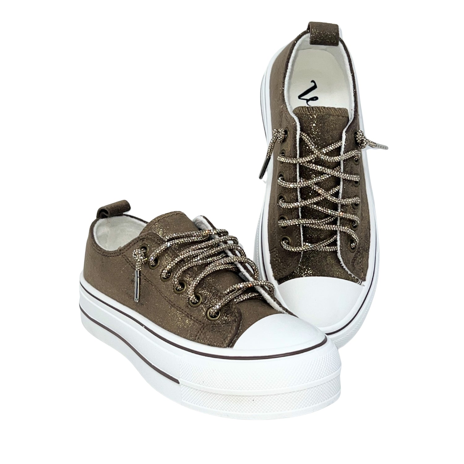 Very G Harmon Suede Sparkle Women's Platform Sneaker, Chocolate