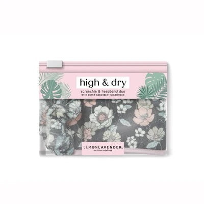 Lemon Lavender High & Dry Microfiber Scrunchie & Headband Duo