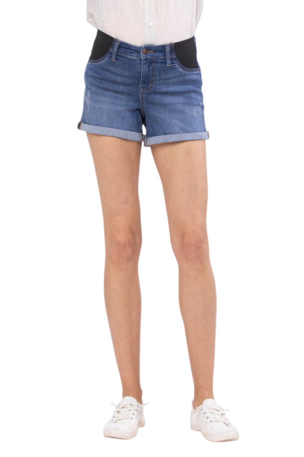 Judy Blue Womens Maternity Mid Rise Cut Off Denim Shorts