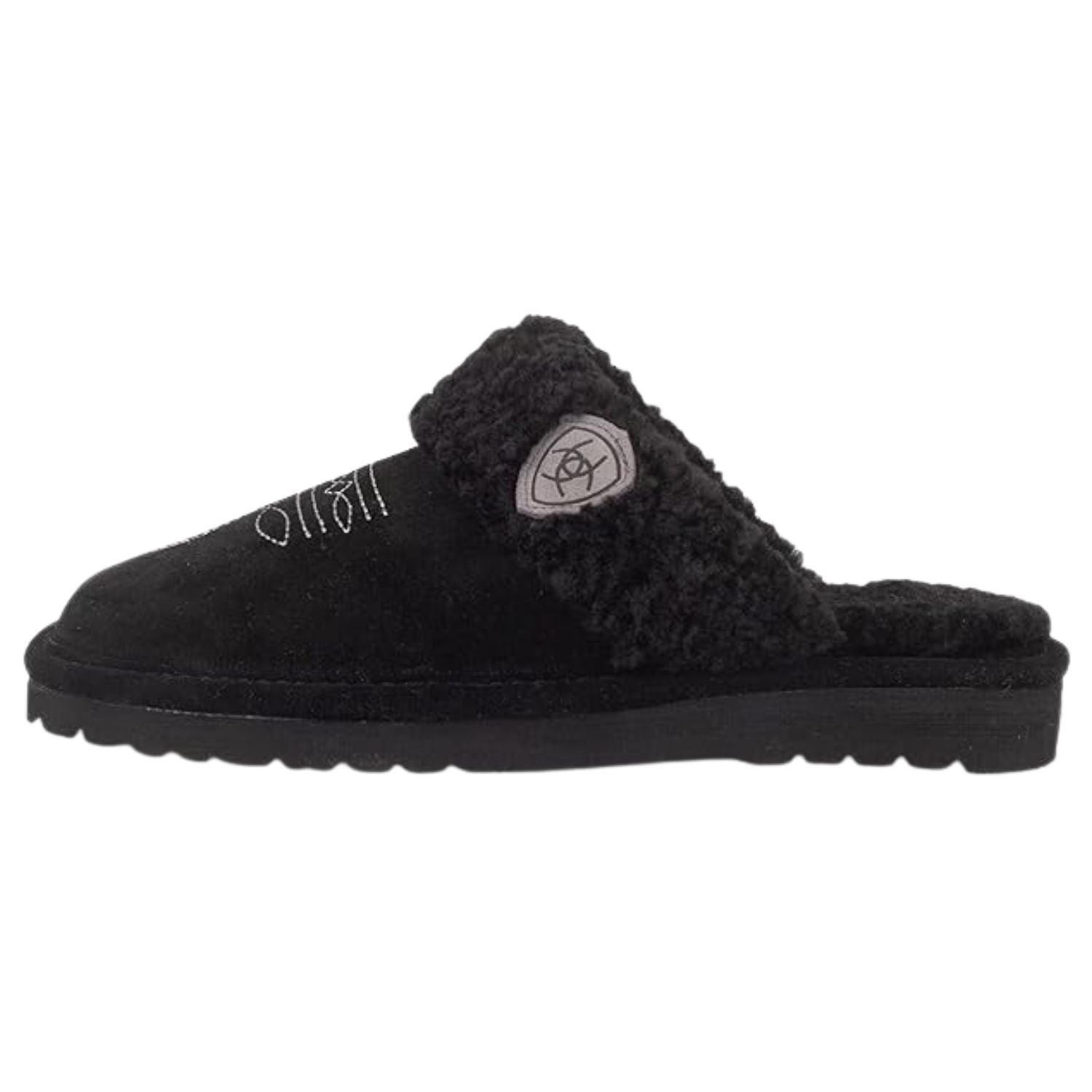 ARIAT Women's Jackie Square Toe Shearling Lined Slip On Slipper, Black