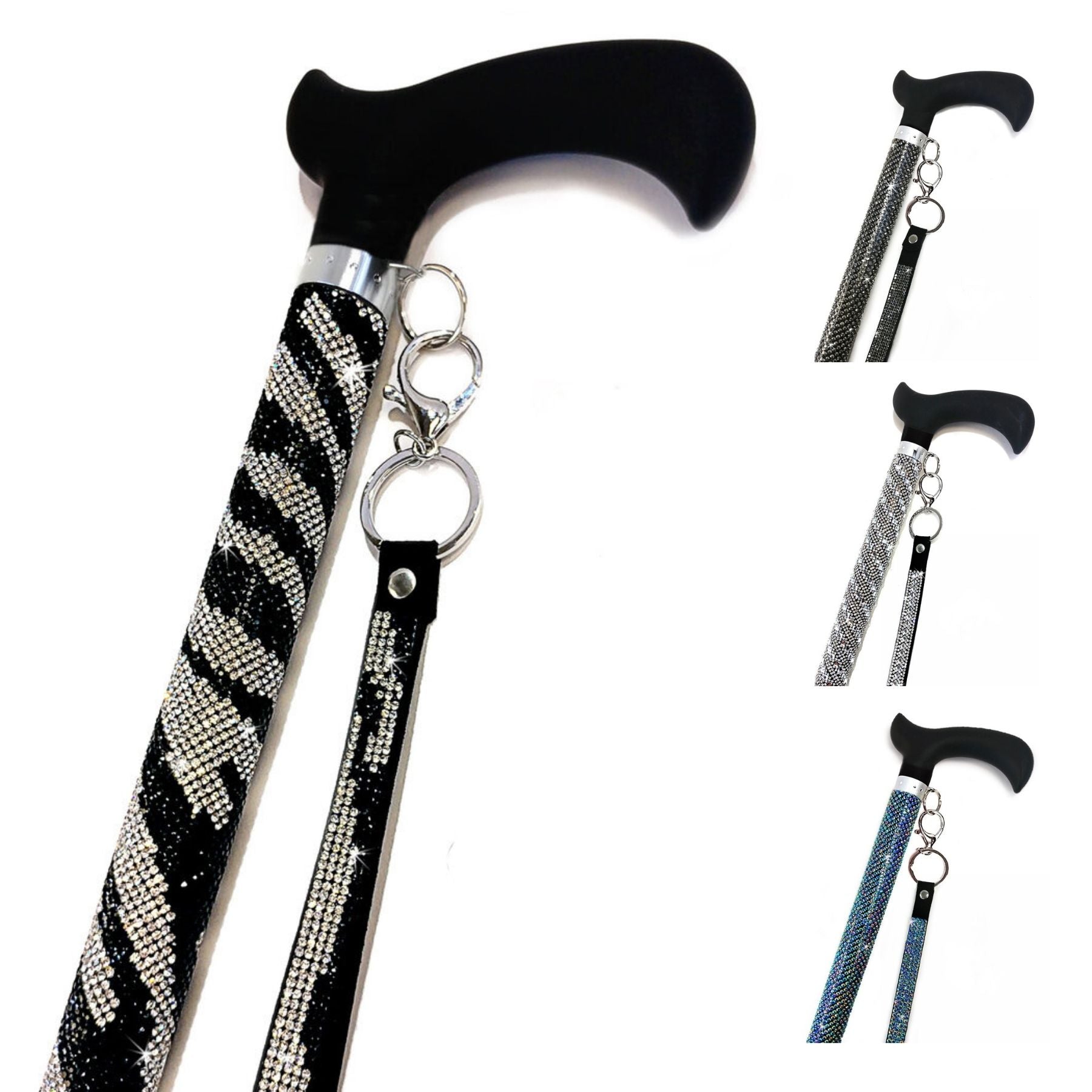 Jacqueline Kent Adjustable Crystal Rhinestone Fashion Sugar Walking Cane