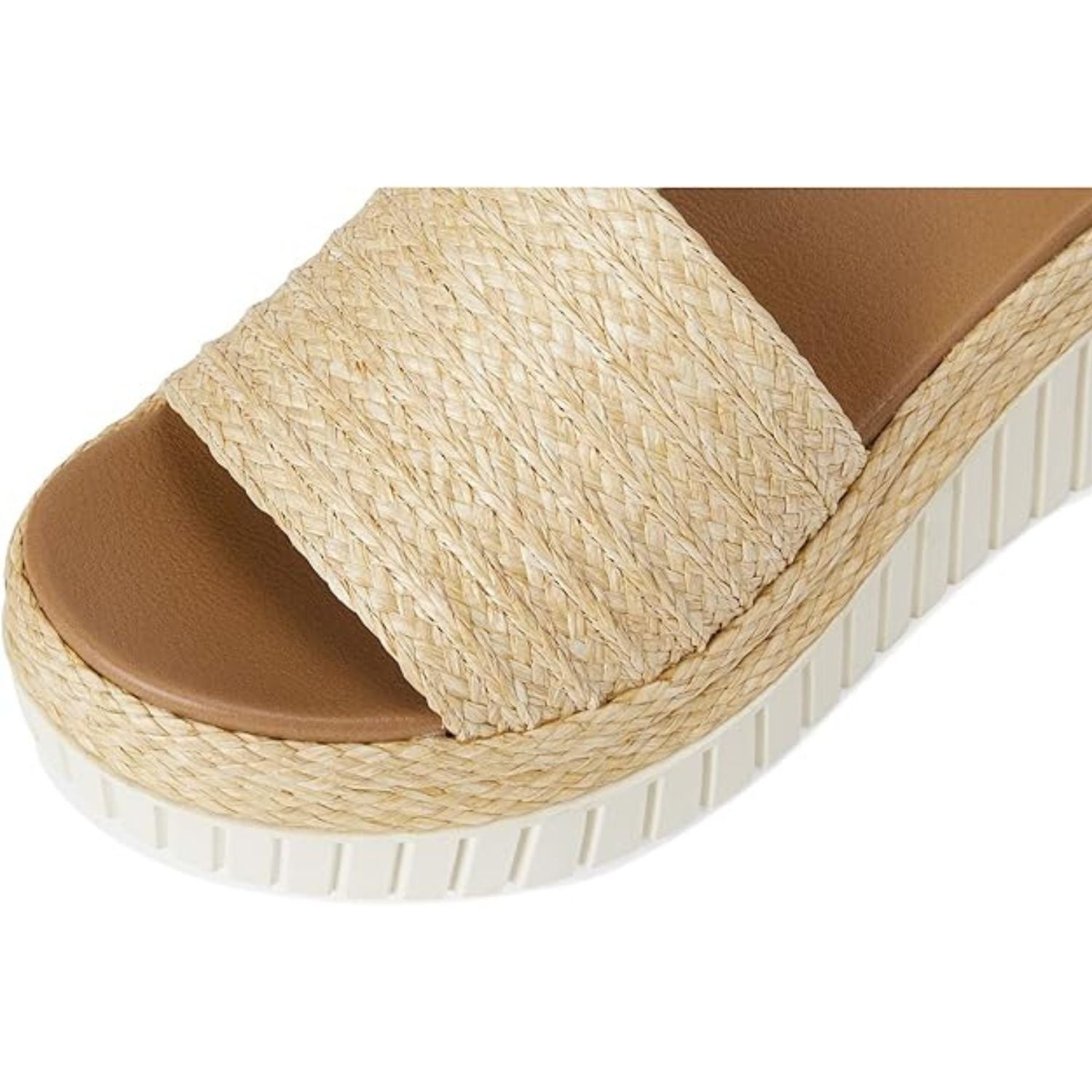 Mia Womens Yuki Slip On Platform Wedge Sandal, Natural Raffia