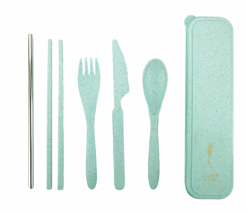 Krumbs Kitchen Against The Grain On-The-Go Wheat Straw Utensil Set