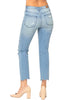 Judy Blue Womens Mid Rise Destroyed Tinted Cropped Straight Jeans