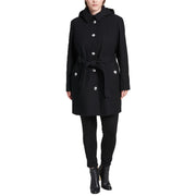 Calvin Klein Plus Size Hooded Belted Walker Coat (Black, 0X)