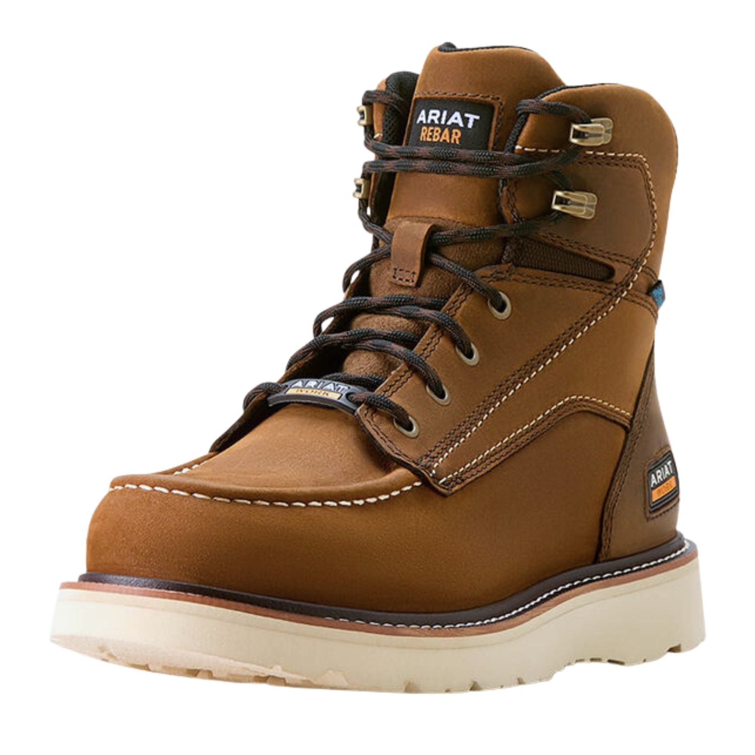 Ariat Mens Rebar Wedge Moc Toe 6" H2O Waterproof Electrical Hazard Leather Boot