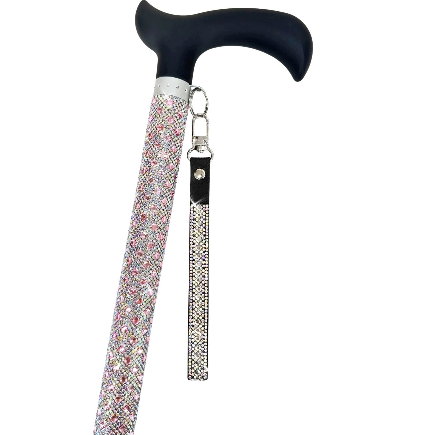 Jacqueline Kent Royal Ice Adjustable Crystal Rhinestone Cane, Flamingo Pink