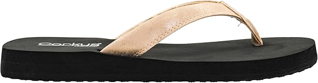 Corkys Womens Summer Plans Flip Flop Sandals, Gold Washed Metallic