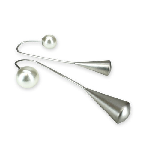 Jacqueline Kent Small Pearl Drop Silver Earrings