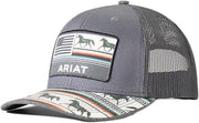 Ariat Womens American Flag Horse Patch Adjustable Snapback Hat (Grey)