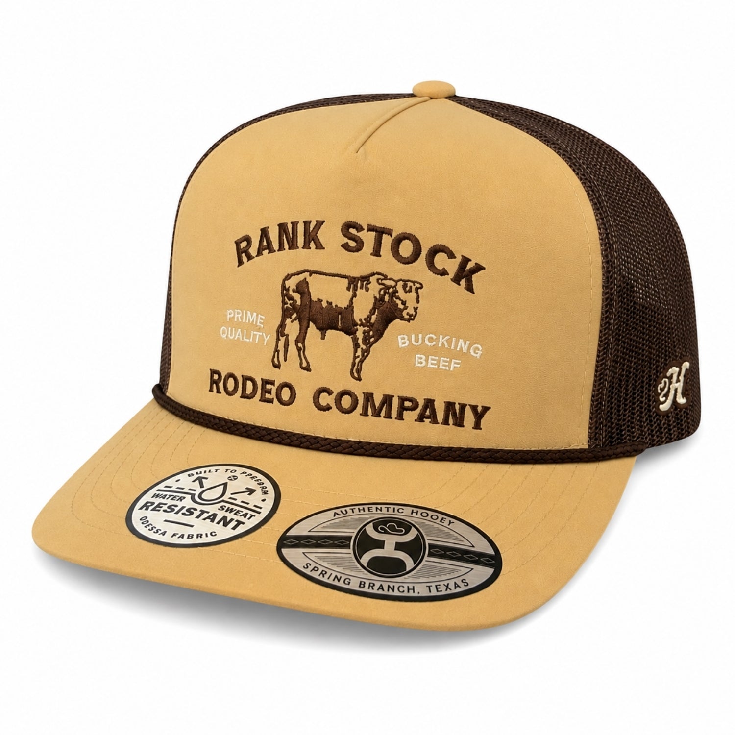 Hooey Men's Rank Stock Rodeo Company Trucker Snapback Hat, Tan/Brown