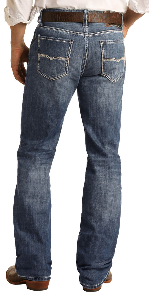 Rock & Roll Denim Mens Relaxed Fit Stretch Straight Bootcut Jeans