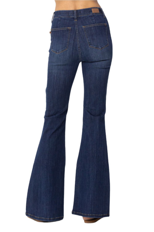 Judy Blue Womens High Waist Pull On Flare Denim Jeans