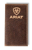 Ariat Mens Bull Hide Embroidered Logo Leather Rodeo Checkbook Wallet