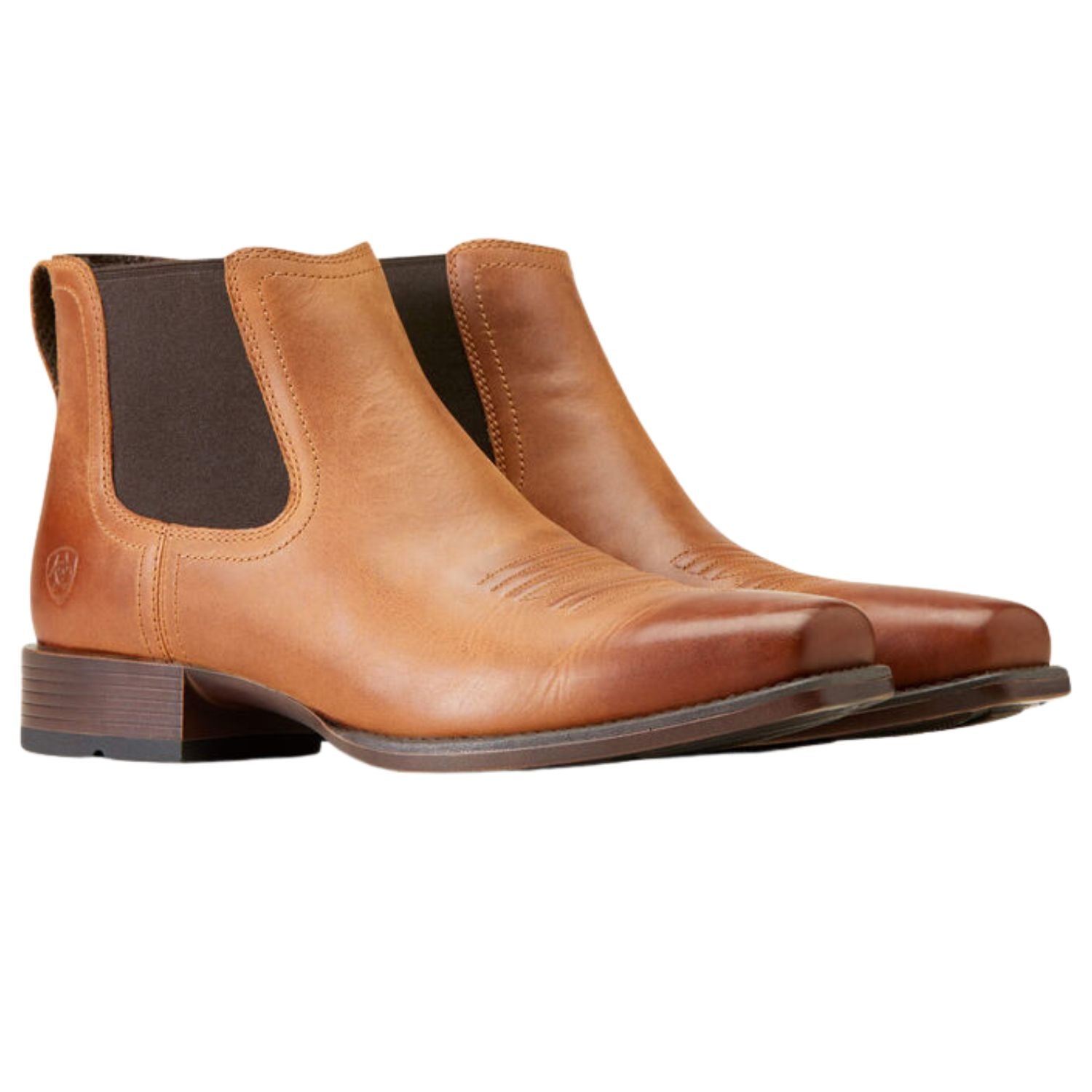 Ariat Mens Booker Ultra Square Toe Leather Western Boot, Almond Roca