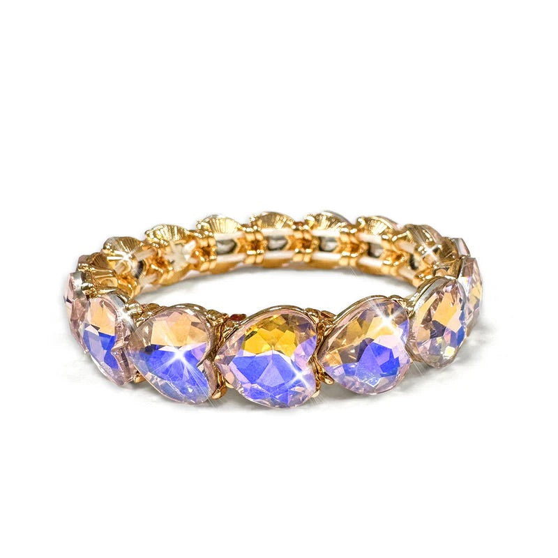 Jacqueline Kent Mermaid Heart Iridescent Gemstone Stretch Bracelet
