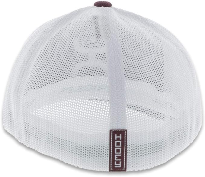 Hooey Mens Coach Flex Fit Mesh Back Cap Hat, Maroon/White