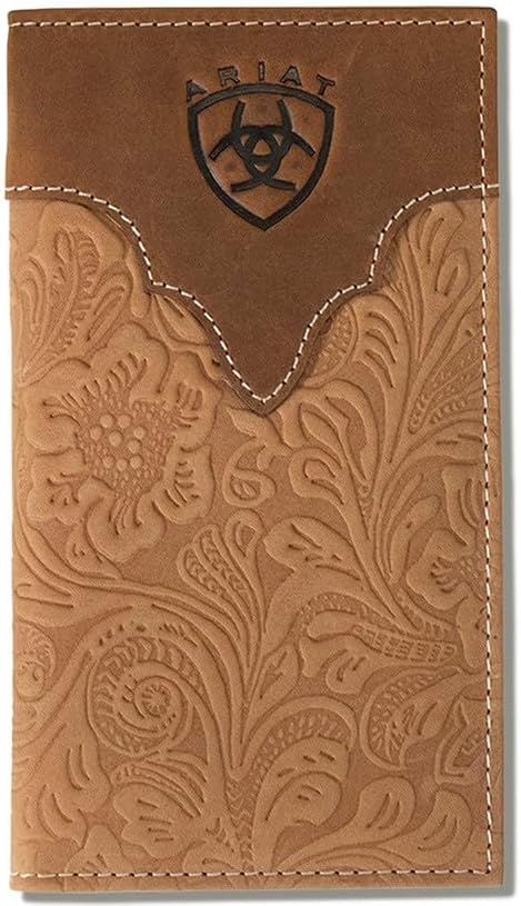 Ariat Mens Floral Embossed Leather Rodeo Checkbook Wallet