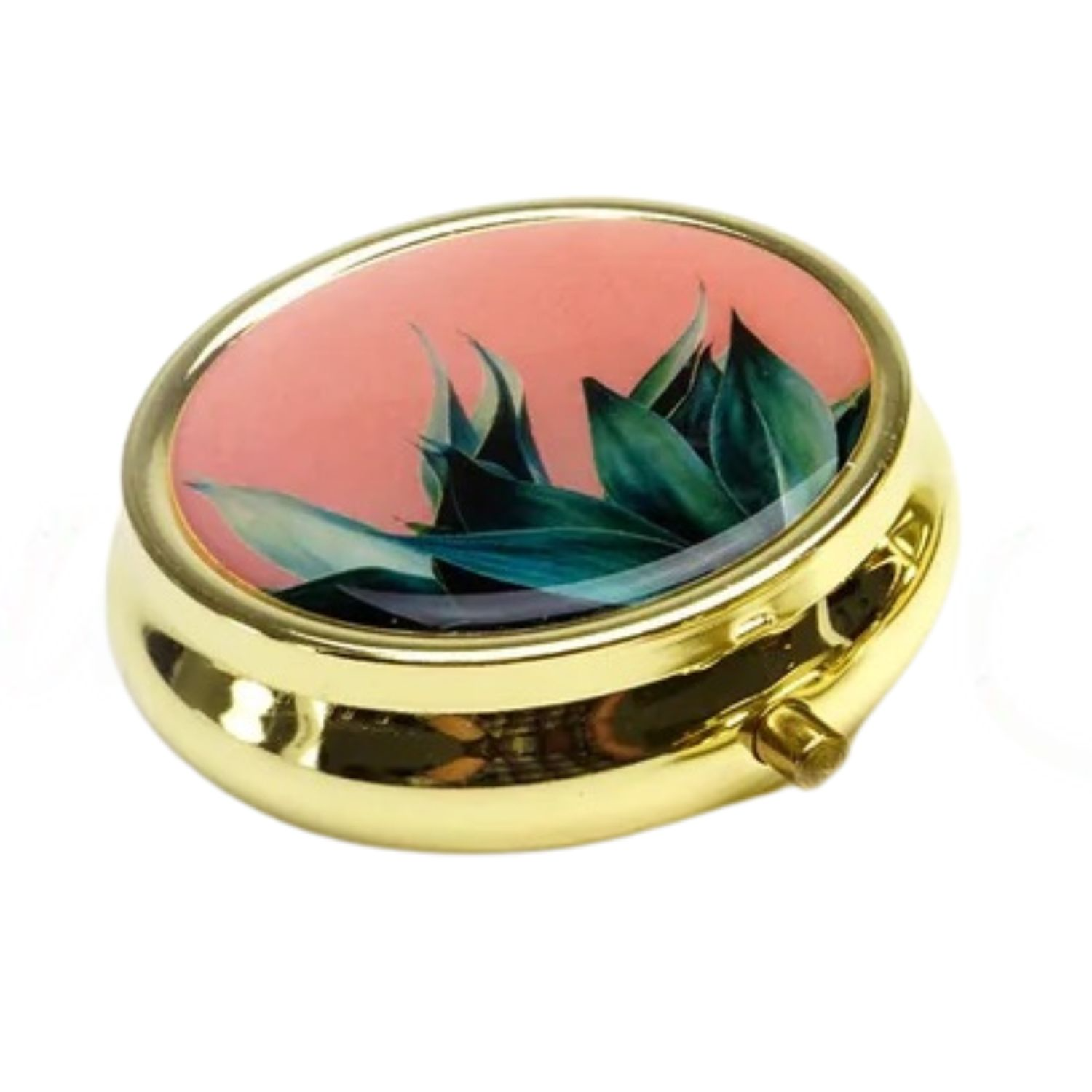 Wellness Keeper Womens Pocket-Sized Gold-Tone Pill Case