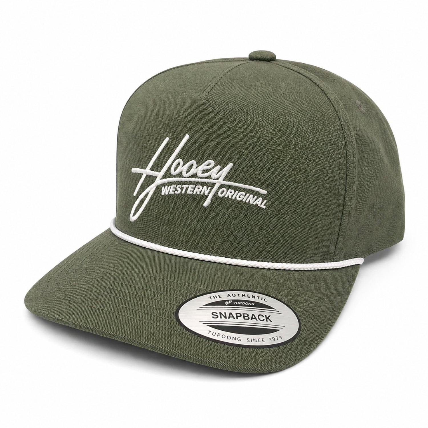 Hooey Western Original Rope Accent Snapback Hat, Green