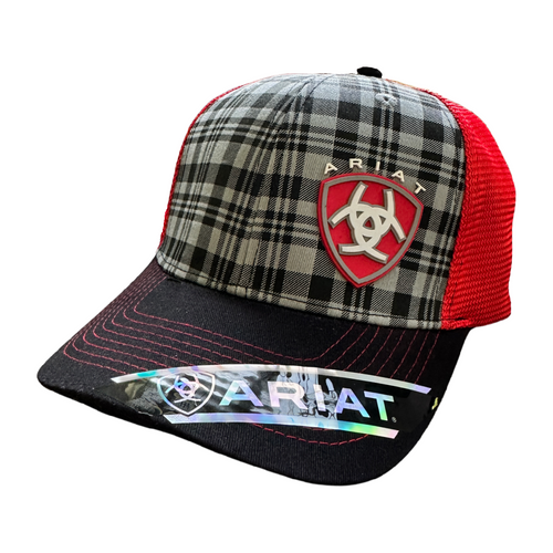 Ariat Mens Baseball Cap Adjustable Snapback Hat, Plaid