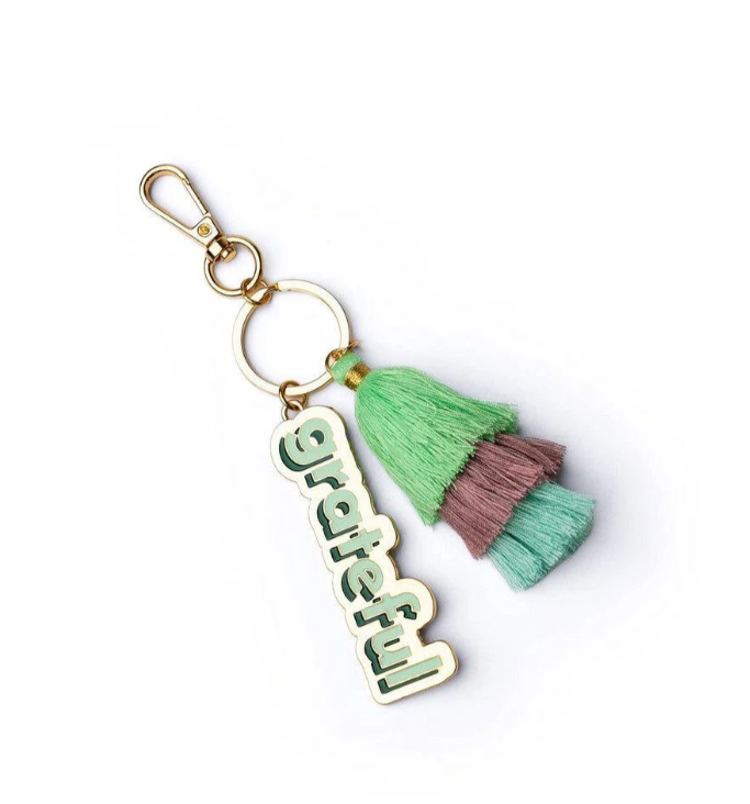 Olivia Moss Brightside Keychain, Playful Phrase and Colorful Tiered Tassel Charm