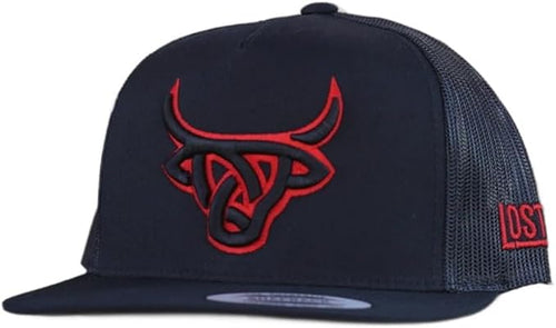 Lost Calf Mens Black Toro Bravo Flat Bill Adjustable Snapback Cap Hat