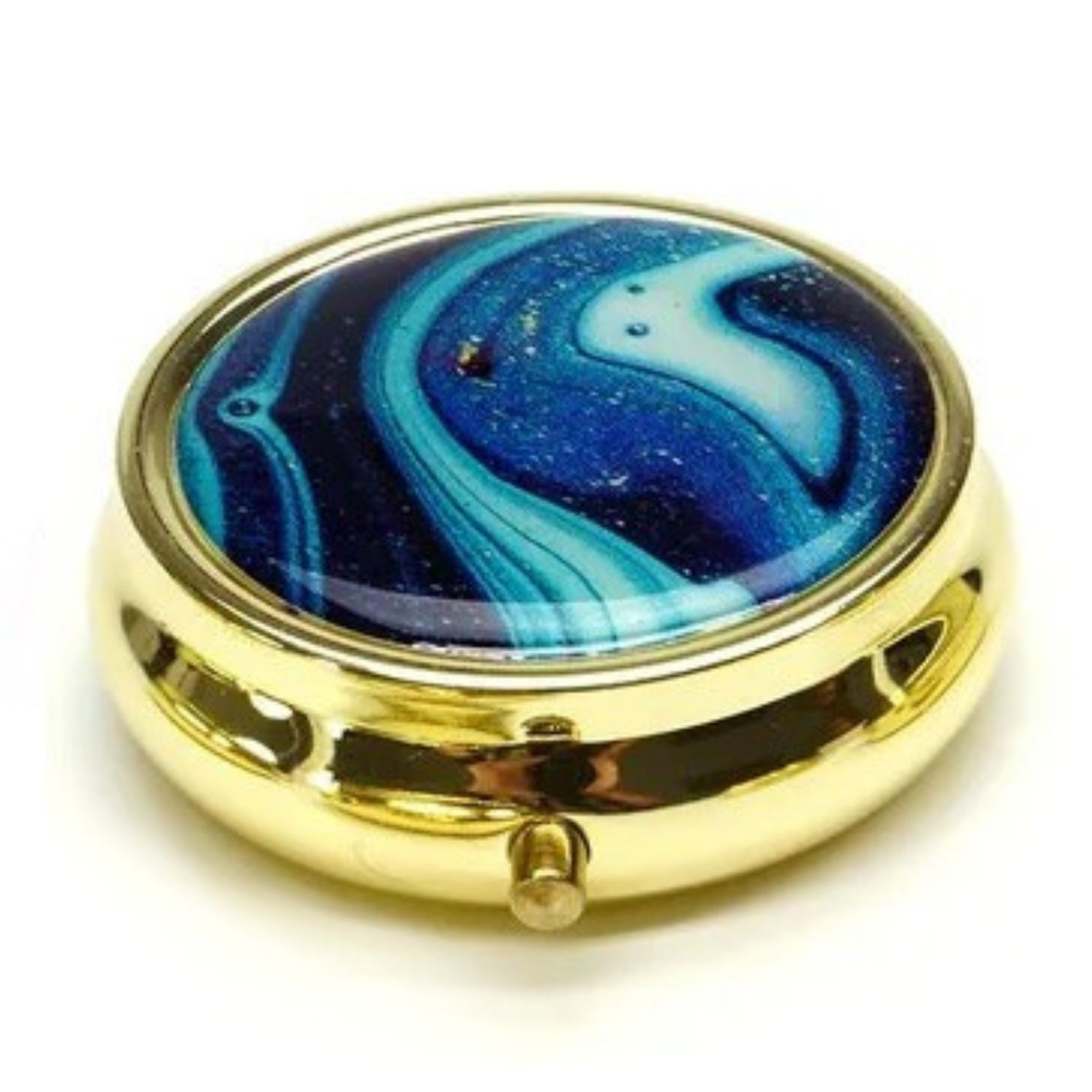 Wellness Keeper Womens Pocket-Sized Gold-Tone Pill Case