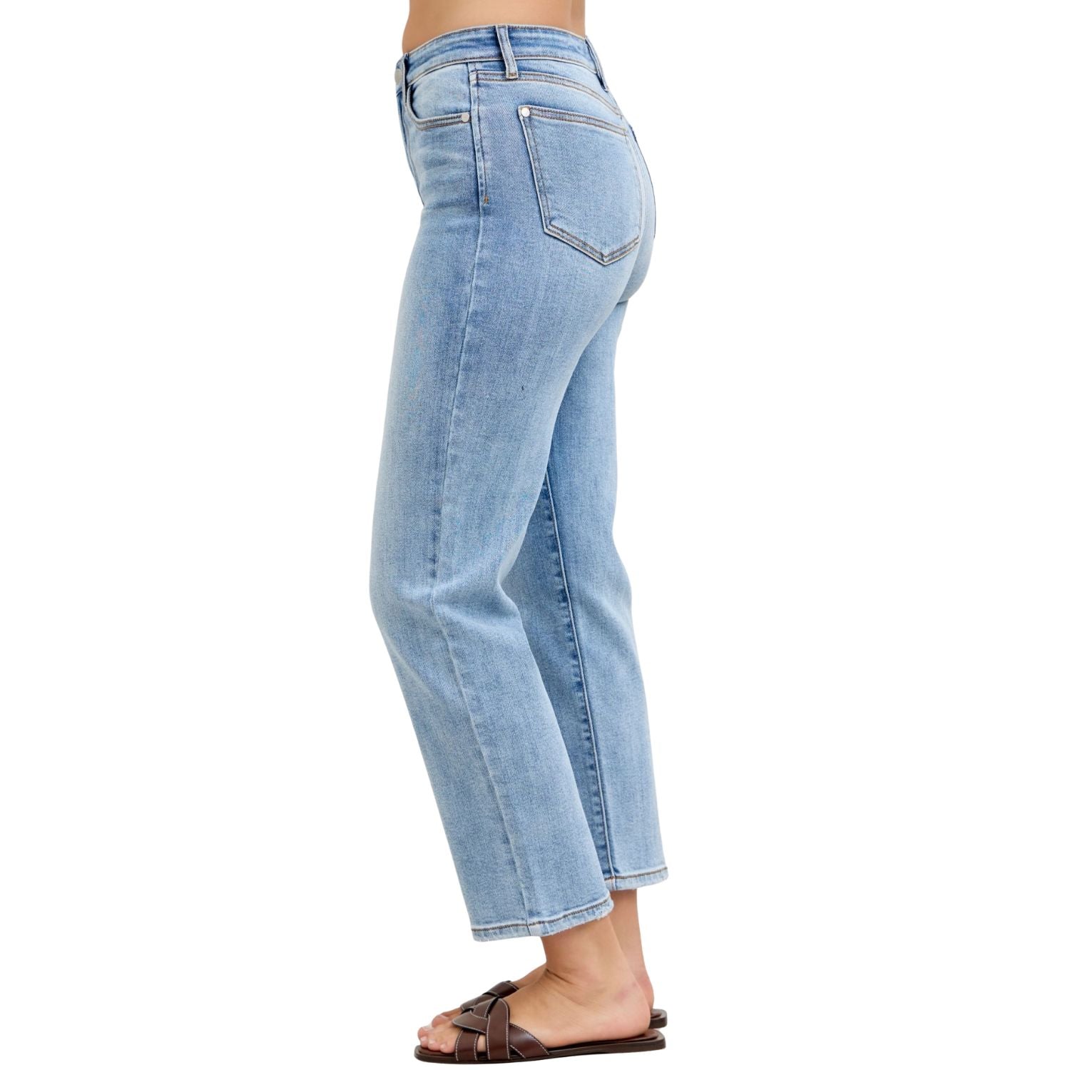 Judy Blue High Waist Classic Light Wash Ankle Straight Jeans