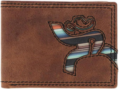Hooey Mens Embossed Aztec Leather Rodeo Checkbook Wallet (Chestnut/Aztec)