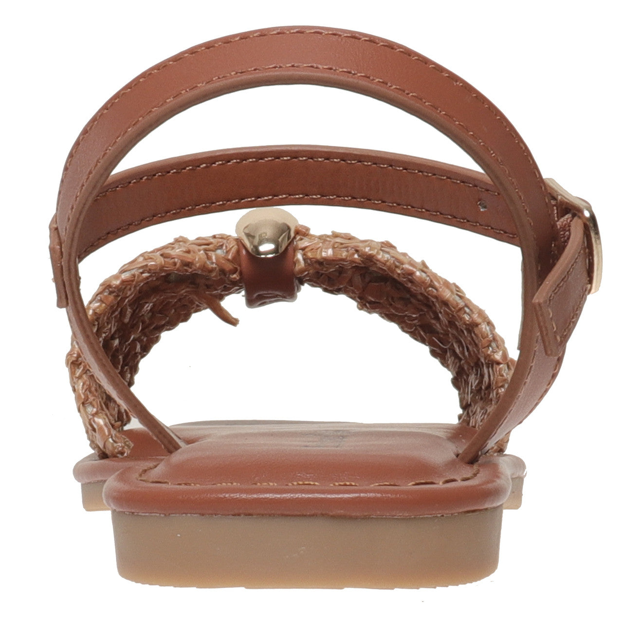 Pierre Dumas Girls Suzana-1 Gold Bow Ornament Flat Sandals- New Tan