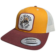 Rock n Roll Denim Ft Worth Rodeo Crew Logo Adjustable Snapback Cap Hat, Mustard