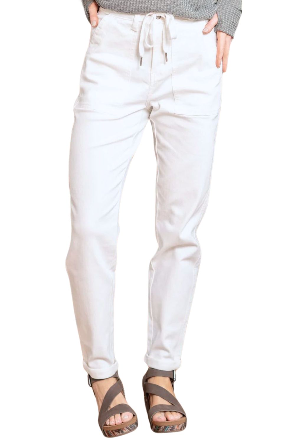 Judy Blue Womens High Waist Double Roll Cuff Jogger Jeans