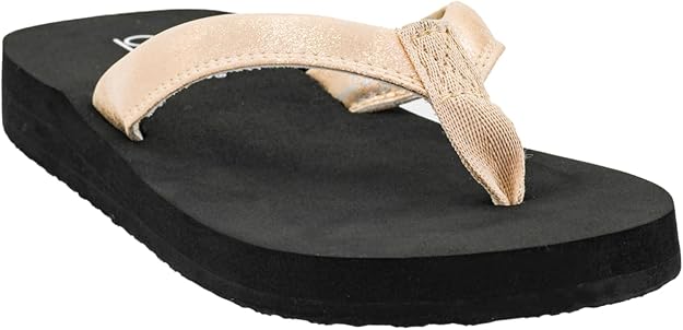 Corkys Womens Summer Plans Flip Flop Sandals, Gold Washed Metallic