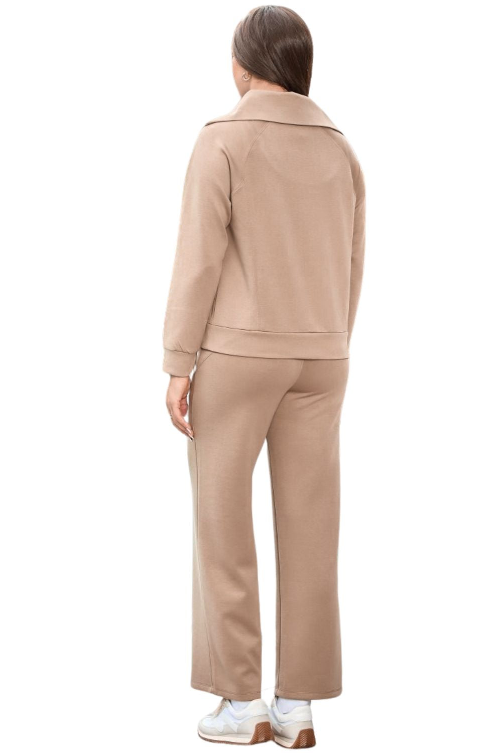 Dear Scarlett Womens Hamptons Long Sleeve Top with Pants Travel Set, Cappuccino