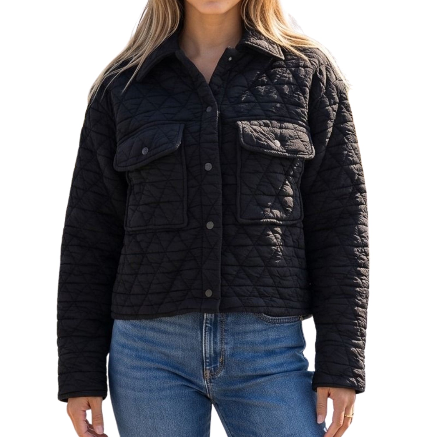 Coastal Canvas Women’s Lightweight Quilted Jacket, Black