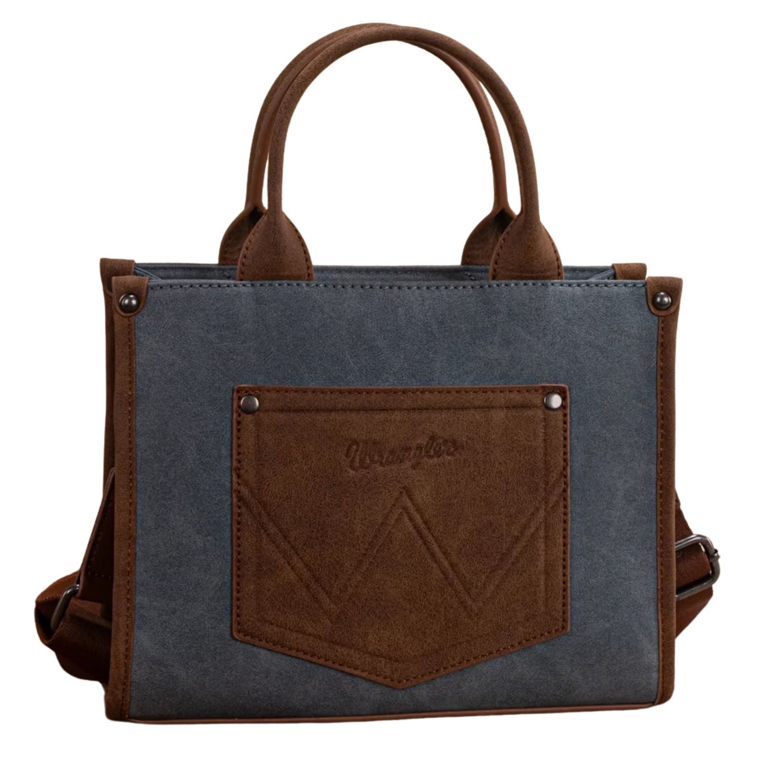 Wrangler Buckle Tote Crossbody PU Leather Purse- Jean