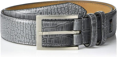 Greg Norman Mens Embossed Croc Print Leather Belt