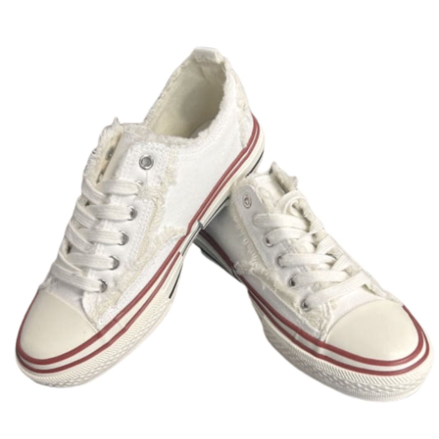 Very G Womens Dako Frayed Detail Lace-up Fashion Platform Slip On Sneaker Shoe