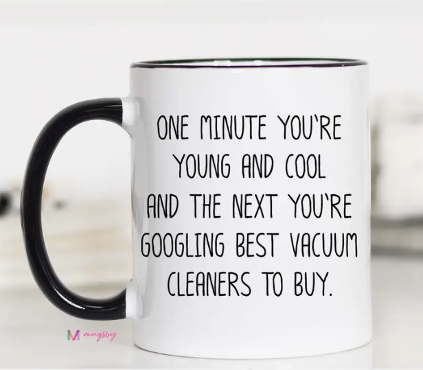 Mugsby Fun Gift Coffee Mug White 11 oz, Young and Cool