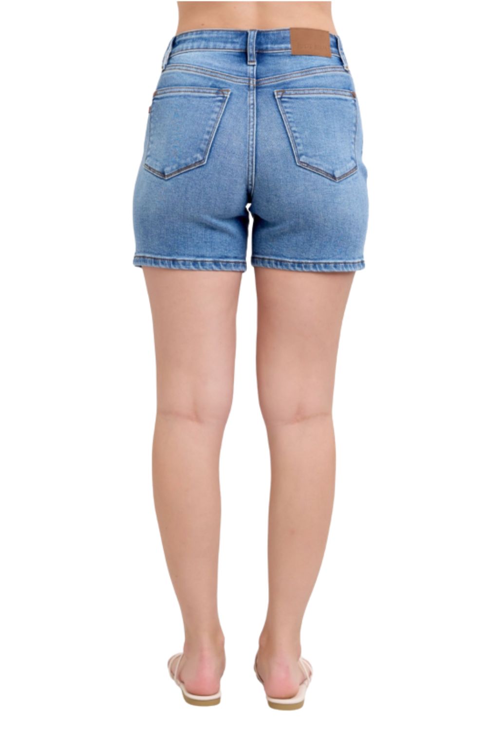Judy Blue Womens High Waist Adjustable 2 Button Dad Denim Shorts