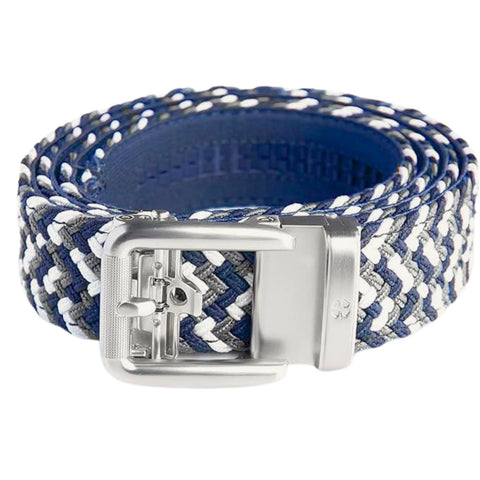 Black Clover Braided Stretch Belt, Navy 3 Tone (Navy/White/Grey)